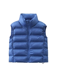 Gilet matelassé léger à col montant bleu électrique avec ourlet réglable femme