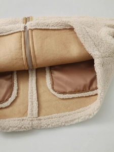 Veste à capuche d'hiver en peau de mouton synthétique pour femme avec détails en daim