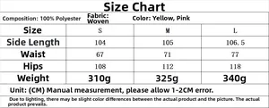 Detailed size chart for women shirt and pants set showing waist and length dimensions