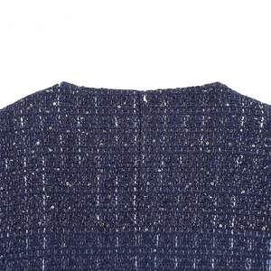 Women's dark blue tweed jacket with silver fibers and gold sequins detail