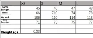 Tableau des tailles pour ensemble short femme avec mesures de taille et de hanches