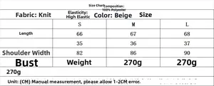 Tabella taglie per gilet in maglia senza maniche con scollo a V e misure in CM