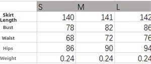 Size guide table for casual slim dress showing length, bust, waist, and hip measurements
