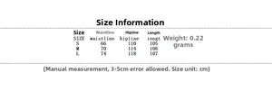 Detailed size chart for women high waist wide leg striped pants from size S to L
