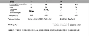 Detailed size chart for women summer halter top with bust measurements and fabric care info