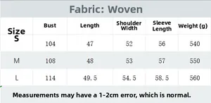 Detailed size chart for women knit cardigan showing bust and length measurements