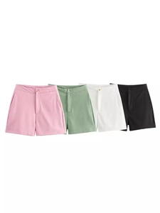 Shorts décontractés taille haute pour femmes en rose vert blanc et noir pack