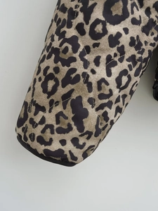 Retro loose leopard print quilted cotton jacket for women featuring diagonal stitching