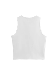 Slim fit knitted white crop tank top with a round neck for minimalist street fashion