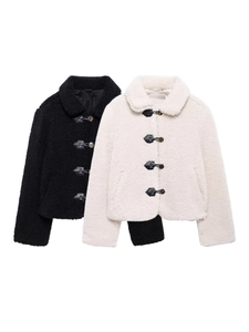 Giacca da Donna alla Moda in Finta Lana di Agnello Corta Revers Teddy Fleece Capispalla Con Fibbia in Pelle a Cuore Autunno Inverno Cappotto Caldo