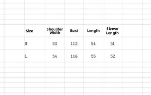 Tableau des tailles détaillé pour veste rétro en similicuir avec mesures du buste
