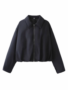 Veste Matelassée Légère pour Femme Décontractée Col Rabattu Coupe Ample Fermeture Éclair Manteau Court Matelassé Automne Hiver Couleur Unie