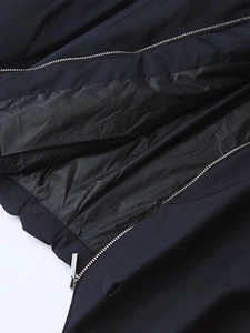 Veste légère décontractée en coton noir pour femme avec fermeture éclair métallique