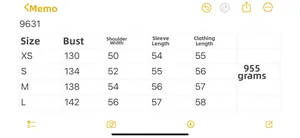 Tableau des tailles détaillé pour veste courte en cuir PU femme avec mesures de XS à L