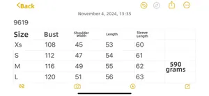 Size chart with bust, shoulder, and length specs for fleece faux shearling jacket