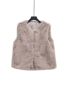 Gilet da Donna in Pelliccia Sintetica Senza Maniche Gilet in Pelliccia Artificiale Girocollo Caldo Autunno Inverno Top