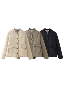 Veste Matelassée pour Femmes Avec Doublure Imprimé Léopard Col Montant Doudoune Légère Avec Poches à Rabat Vêtement Chaud Décontracté