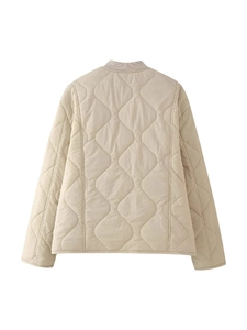 Veste matelassée ample chic pour femme 2024 en beige clair avec col montant stylé