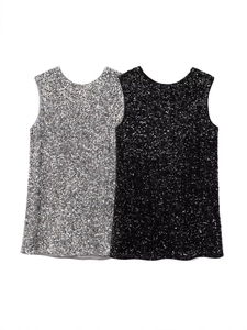 Women Sexy Sleeveless Sequin Back Tie Party Mini Dress Velvet Sequin Bodycon Clubwear Night Out Short Dress