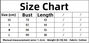 Detailed size chart for Y2K tube top showing bust and length in centimeters for XS to L