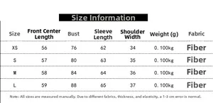 Size chart table for plaid mesh long sleeve top featuring detailed XS to L measurements