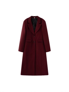 Cappotto Lungo Casual da Donna Borgogna Rever con Bottoni Giacca con Tasche Street Style Inverno Autunno Abbigliamento Moda