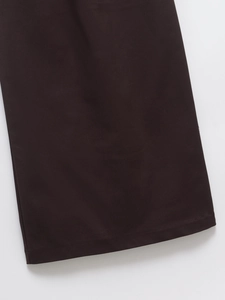 French style ruched bodycon dress in dark brown featuring clean flat seam hemline detail