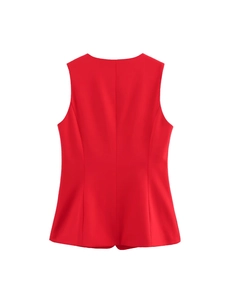 Rote Weste für Damen mit schmaler Passform, minimalistischem Rückendesign und Nähten