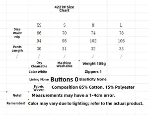 Size guide for hollow embroidery long sleeve top and high waist shorts set in white