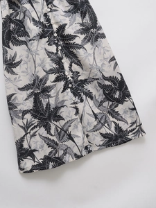 Robe chemisier d'été pour femme avec imprimé floral, boutons blancs et motif de feuilles