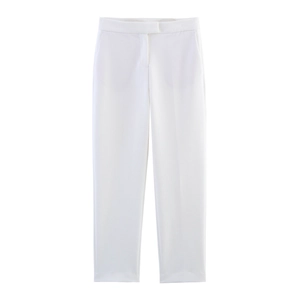 Pantalon blanc classique à taille haute avec poches latérales pour tenue de bureau