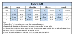 Detailed size chart for Y2K slim fit workwear jacket with S, M, and L measurements
