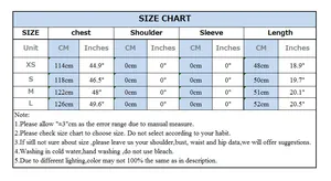 Size chart for Y2K style loose bomber jacket with measurements in cm and inches