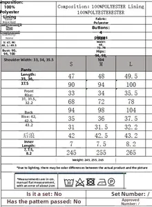 Πίνακας μεγεθών για γυναικείο σετ γιλέκο και σορτς με αναλυτικές μετρήσεις και υλικό