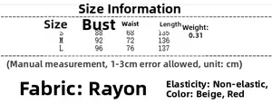 Detailed size chart for women's ruffle slip maxi dress with bust and length in cm