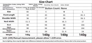 Detailed size chart for floral embroidery vest showing measurements and fabric specs