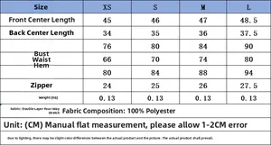 Detailed size chart for Y2K off-shoulder tube top with measurements in CM for XS to L sizes