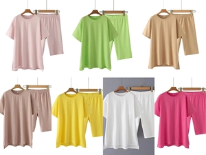 Y2K women's lounge set with drop shoulder t-shirt and slim cycling shorts in 7 colors