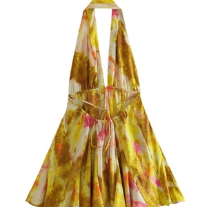 Mini abito halter Y2K tie-dye con scollo a V profondo e schiena scoperta