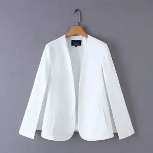 Women Fashion Cape Blazer Slit Sleeve Open Front Jacket Solid Color V-neck Streetwear Outerwear For Spring Party Jacket