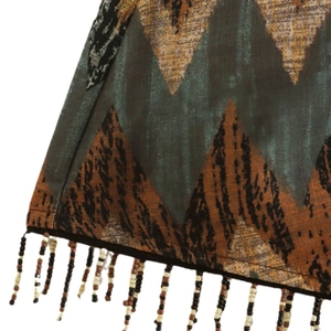 Summer Y2K high waist mini skirt with geometric print and beaded tassel fringe detail