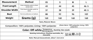 Detailed size chart for Y2K sleeveless embroidered vest showing measurements from XS to L
