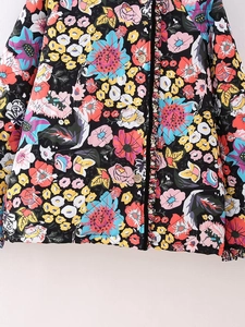 Y2K vintage floral quilted jacket with colorful flower print and button-up front detail