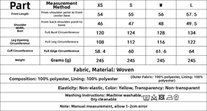 Size chart for Y2K street style vest with detailed measurements for XS to L sizes