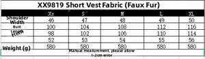 Guide des tailles pour gilet vintage Y2K avec mesures détaillées du XS au XL