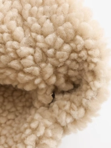 Y2K vintage beige sherpa faux fur motor jacket with thick curly texture for women