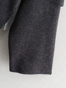 Short charcoal grey Y2K knit cardigan for women with asymmetrical scarf and long sleeves