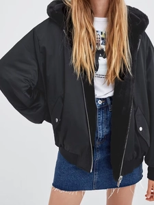 Women Y2K Hooded Bomber Jacket Double Sided Wear Thickened Faux Fur Padded Coat Loose Windproof Streetwear Casual Jacket