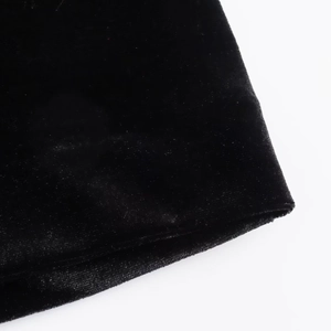 Slim fit black velvet sleeveless round neck dress with high-quality textured fabric detail