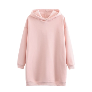 Pink oversized Y2K cotton hoodie sweatshirt for women featuring ribbed cuffs and hem